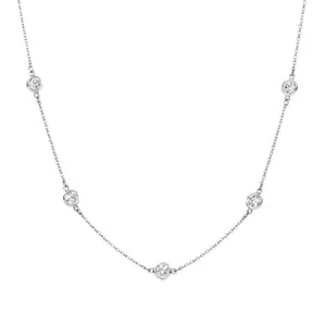 3TCW Simulated Diamond By Yard Station Necklace 14k White Gold Bezel Chain 20" - Picture 1 of 6