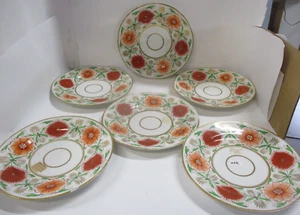 6 Antique C. 1815 Spode Plates with Orange Flowers - Picture 1 of 11