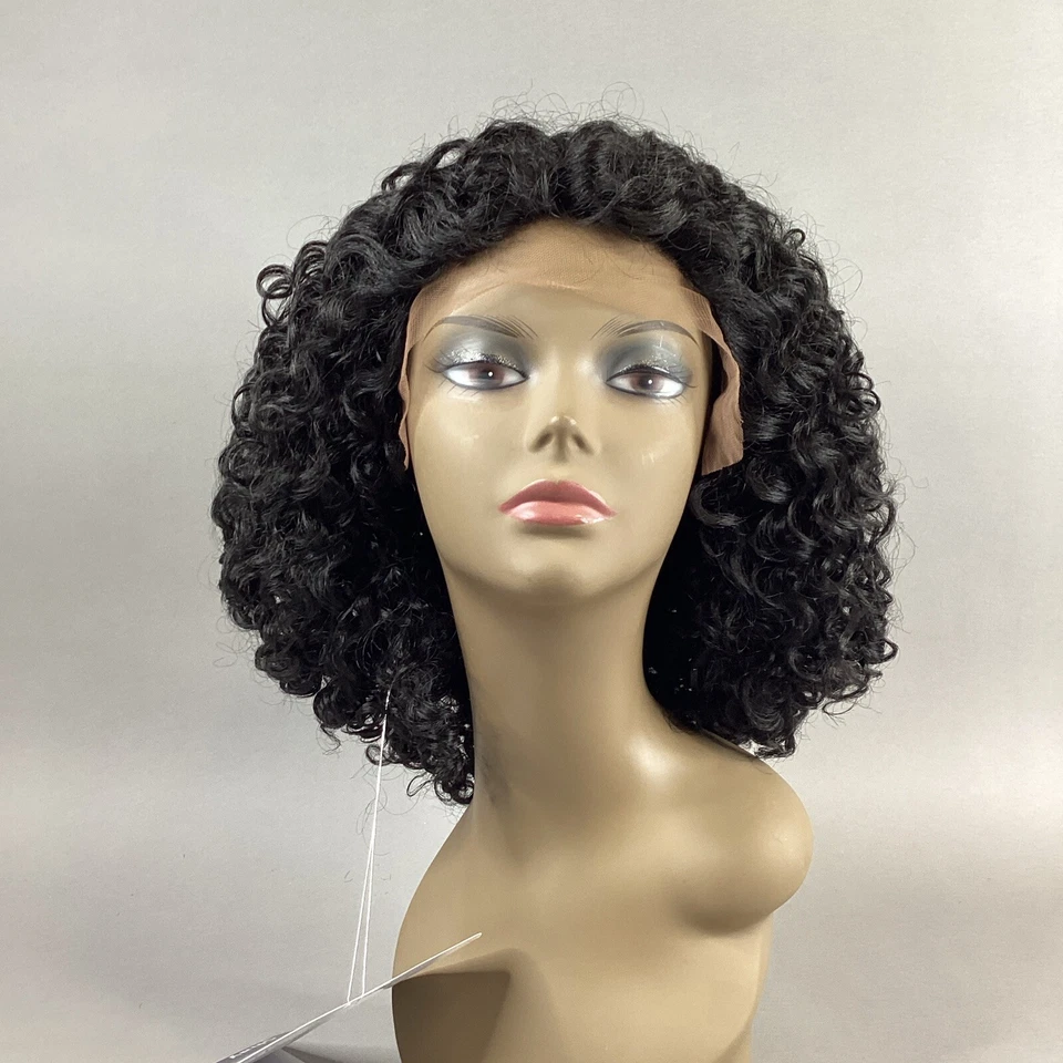 Peluca Shay Short Curly #1B Off Black de encaje sintético frontal Foto 1 de 4