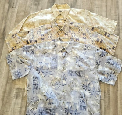 Campia Moda Camisa Hawaiana Para Hombre Lote de 3 Med Aloha Floral Abotonada Manga Corta Foto 1 de 4