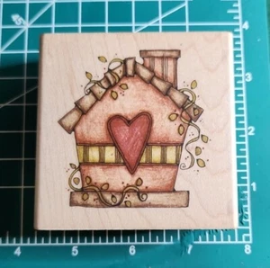 Estampilla de goma de árbol de imagen_ Casa Euc con corazón- vides - B16 - Imagen 1 de 6