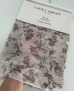 Laura Ashley Window Curtains 2 Panels 38 x 84 Beige Brown Sheer Elderwood Linen - Picture 1 of 10