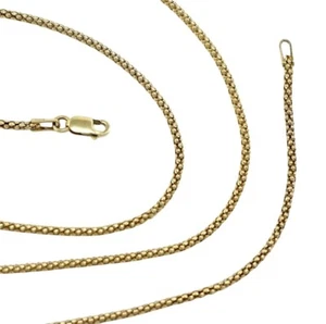 Nuevo collar de cadena de palomitas de maíz Danecraft largo sólido de plata esterlina oro vermeil 2 mm - Imagen 1 de 5