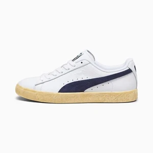 Puma Clyde Vintage Sneakers LifeStyle Shoes White/Navy 394687-01 US 4-12 - Picture 1 of 7