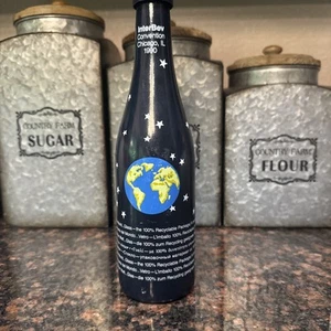 1990 Chicago InterBev Convention Souvenir Soda Bottle Enamel Decorated Black - Picture 1 of 7