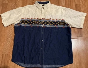 Vtg Rustler By Wrangler Shirt Men’s 2XL  Aztec Western Pearl Snap Southwest - Picture 1 of 6