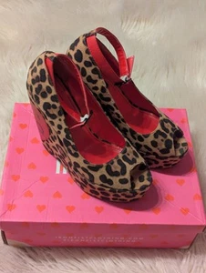 Iron Fist Ladies Love Kills Leopard Wedges Size Uk5 - Picture 1 of 9
