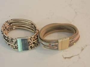 Bracelets 2 Multibands Metal Animal Print 8 Bands Leather Rhinestone 5 Bands - Picture 1 of 4