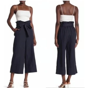 Blank NYC Linen Blend Paperbag Wide leg pants cropped Size Medium - Picture 1 of 7