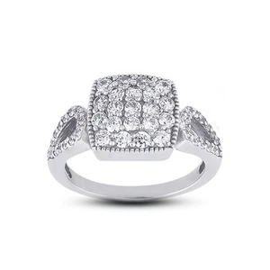 0.62ctw F/VS1 Round Brilliant Natural Certified Diamonds White Gold Fine Ring - Picture 1 of 4