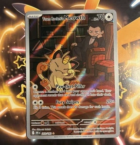 PACK TO SLEEVE 🔥 Team Rocket’s Meowth 203/182 IR Destined Rivals Pokemon NM - Picture 1 of 3