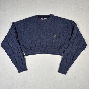 Maglione Vintage Chaps Ralph Lauren Maglia Cavo Cropped Donna Blu Navy Pescatore - Foto 1 di 9