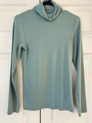 NUEVO CON ETIQUETAS J.Crew Mujer’s Verde Menta Cuello Alto Ajuste Perfecto Túnica Blusa Camisa Talla M Foto 1 de 4
