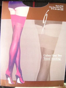 Nahtstrümpfe kubanischer Absatz schwarz rot zweifarbig Einheitsgröße Neu in Verpackung 90-160 # - Bild 1 von 1