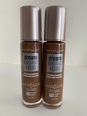 2 Maybelline Dream Foundation Mocha 128 Radiant Liquid Hydrating Makeup New Lot - Image 1 of 4