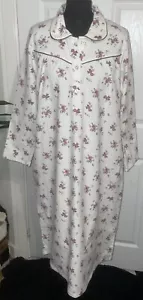CAMICIA DA NOTTE DONNA TAGLIA 12-14 ROSA FLOREALE COTONE SPAZZOLATO ESSENZIALE - Foto 1 di 6