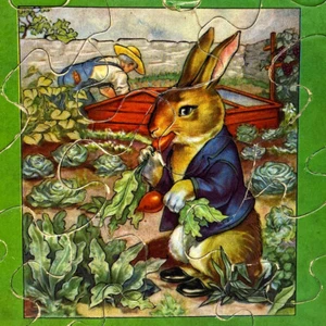 Antique 1900s Peter Rabbit Bunny Hare Anthropomorphic Fairy Tale Jigsaw Puzzle - Picture 1 of 4