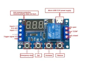 6-30V Relay Module Switch Trigger Time Delay Circuit Timer Cycle Adjustable - Picture 1 of 2