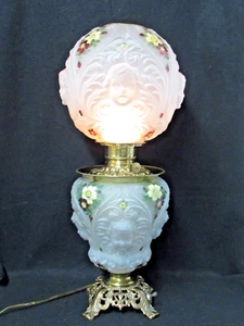 ANTIGUA LÁMPARA DE ACEITE BLANCA CRISTAL SATINADO HP BABY QUERUBÍN CARA GWTW ELECTRIFICADA - Imagen 1 de 24