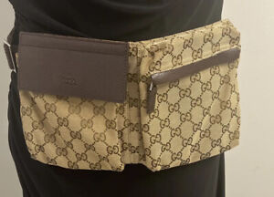 Gucci FannyPack Waist Pack Belt Bag Authentic Monogram GG Brown/Beige EUC