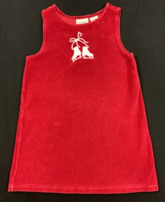 Vestido LL Bean Kids Rojo Pana Jersey Navidad Invierno Patines de Hielo Talla 5/6 Foto 1 de 4