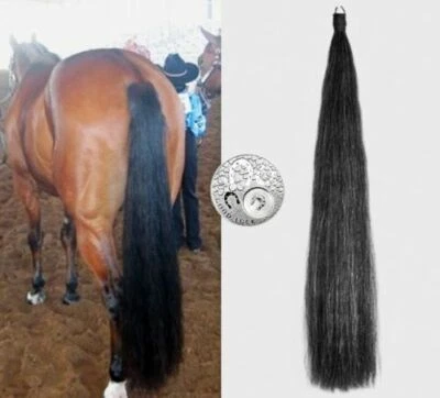 DOUBLE False Tail NATURE BLACK Genuine OZ 80CM 32“ False Horse Tail EXTENDED - Photo 1/4