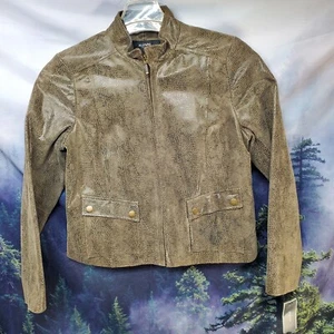 NEW Alfani Womens Size Small LEATHER Snakeskin Suede Jacket - Picture 1 of 8