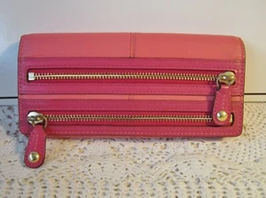 Cartera Coach Bonnie Cashin Coral Cuero Fucsia Bloque de Color Grande con Cremallera - Imagen 1 de 12