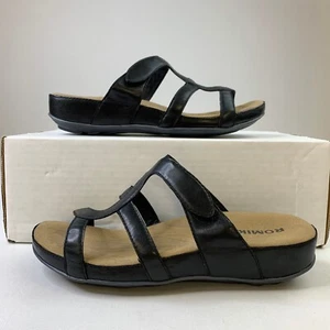 Romika sandalo donna slide nero pelle taglio slip-on scarpa aperta taglia 6,5/37 - Foto 1 di 11