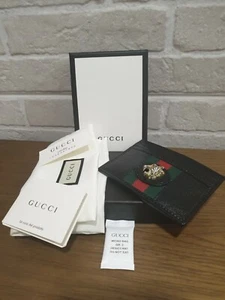 AUTHENTISCHES SELTENES NEUES GUCCI SCHWARZES LEDER RAJAH KREDITKARTENETUI - Bild 1 von 11