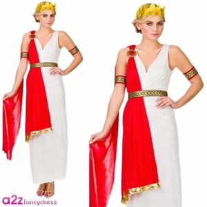 Adult Glamorous Roman Lady Ancient Greek Goddess Toga Party Fancy Dress UK 6-24 - Picture 1 of 2