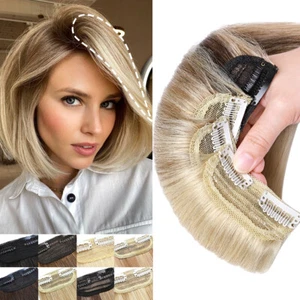 One Piece Stylish Clip In 100% Human Hair Extensions Short Mini Weft 4"6"8"10"12 - Picture 1 of 24