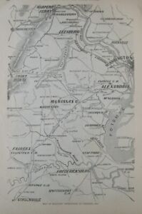 Original Civil War Map MILIARY OPERATIONS VIRGINIA 1862 Bull Run Fredericksburg