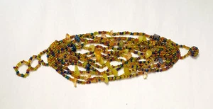 Stylisches Armband Goldfarben AfricanStyle,filigran Acryl Glasperlen verstellbar - Picture 1 of 2