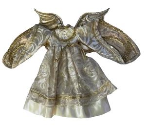 Vintage Gold w Trim Angel Doll Dress Outfit Costume Wings Slip On Christmas 14” - Picture 1 of 10