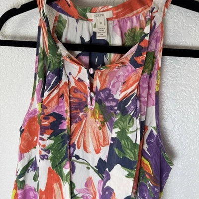 Camiseta sin mangas J.CREW para mujer 100 % seda floral cami sin mangas halter talla 10 vacaciones Foto 1 de 4
