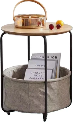 Round Storage End Table, Side Table, round 2-Tier End Table for Living Room, Ind - image 1 of 4