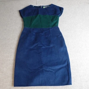 St. John Womens Dress 4 Blue Green Color Block Hand Sewn Angora Wool Cashmere - Picture 1 of 7