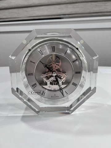 BULOVA B9851 Centura Octagonal Crystal Case Tabletop Watch Clock NEW Cover
