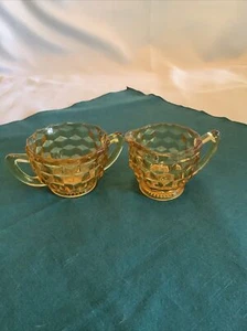 Vintage Amber Tinted Glass Creamer and Sugar Set - Picture 1 of 8