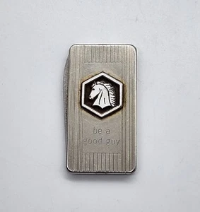 Vintage White Horse Scotch Logo Money Clip Knife by Imperial USA "Be A Good Guy" - Picture 1 of 4