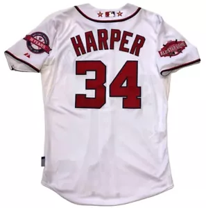 MAGLIA BRYCE HARPER AUTENTICA MAJESTIC COOL BASE 2015 ALL STAR GAME NATIONALS 44 - Foto 1 di 8