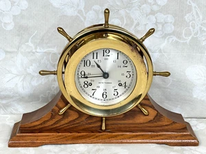 Reloj Rueda Barco Seth Thomas De Colección con Base de Madera Funcionando y Llamando - Imagen 1 de 18
