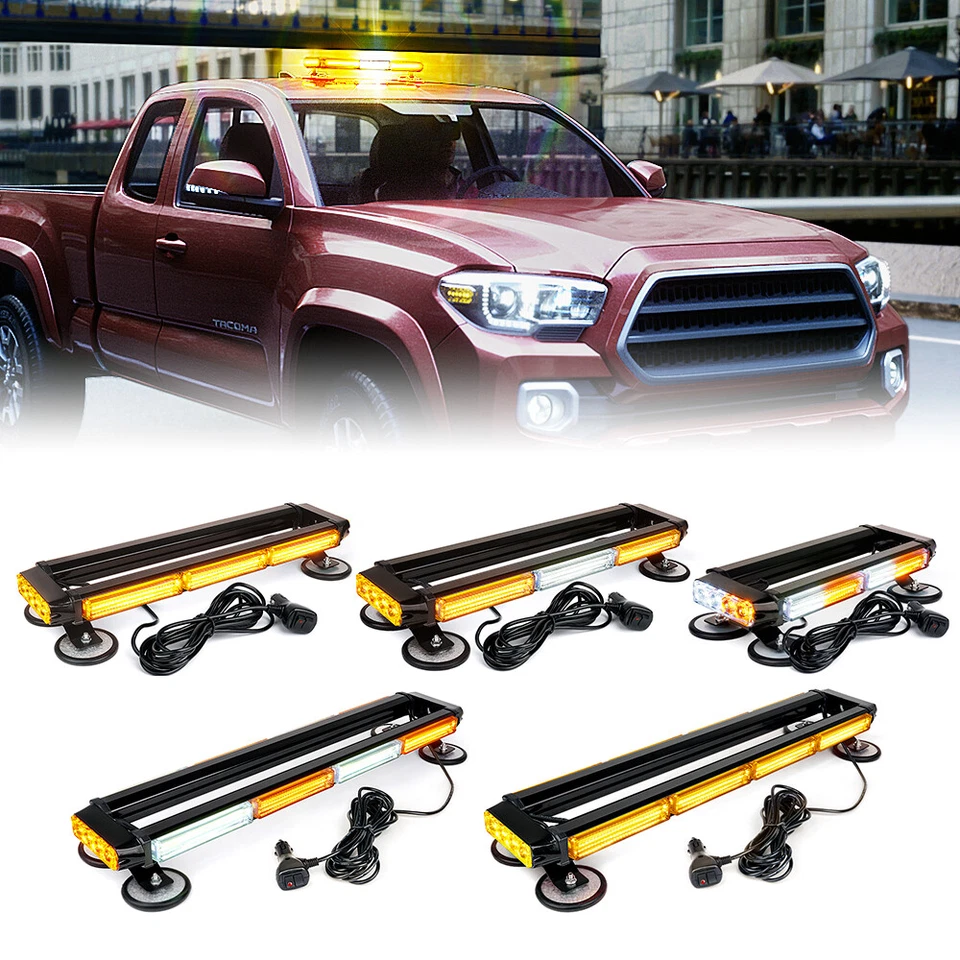 Barra de luz estroboscópica teto 14,5/20/26" dupla face aviso de emergência âmbar/branco - Imagem 1 de 4