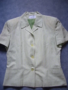 Damen Business Blazer Gr. 42 40 Damenblazer grün kariert Neu kurzärmelig - Bild 1 von 5