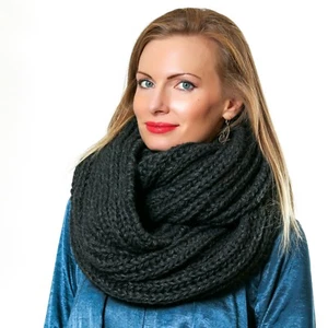 Round scarf infinity alpaca shawl hand knit wool stylish neck warmer SUPERTANYA - Picture 1 of 27