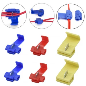 10/100x Spade Electrical Wire Cable Connector T-Tap Quick Crimp Splice Terminals - Picture 1 of 17