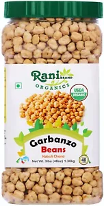 Rani Organic Garbanzo Beans (Kabuli Chana) 48oz (3lbs) 1.36kg Bulk PET Jar - Picture 1 of 9