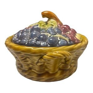 French Majolica Sarreguemines Basket of Grapes Covered Tureen