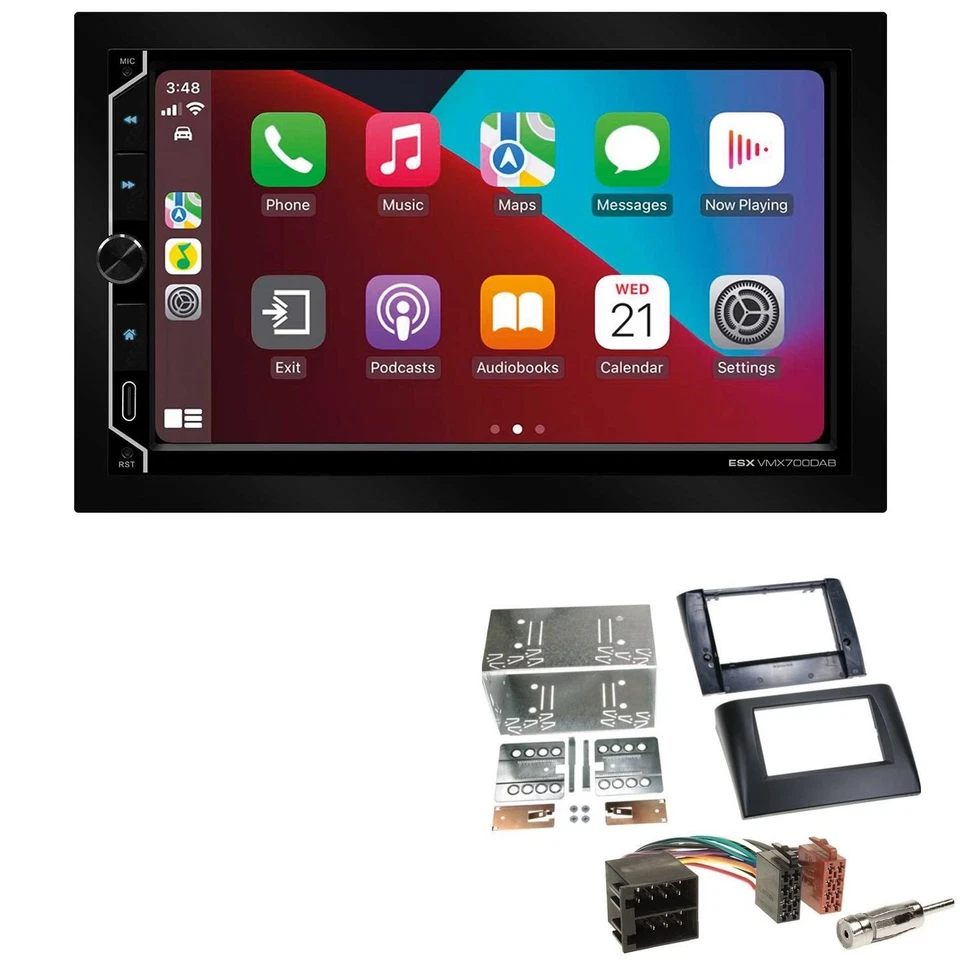 ESX Autoradio Apple CarPlay Android Auto für Fiat Stilo 2001-2008 schwarz